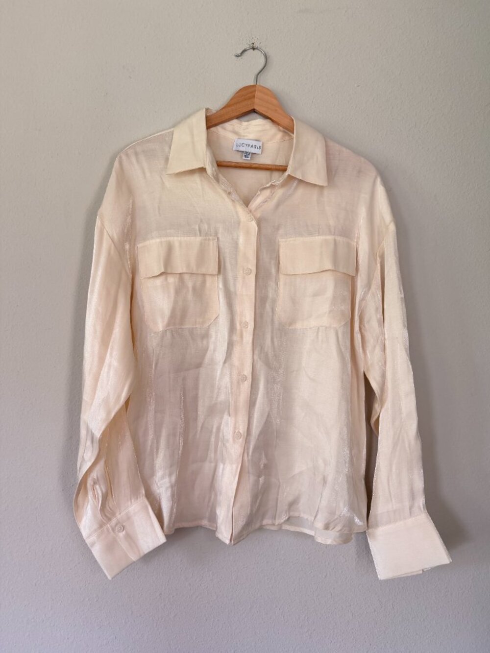 Lucy Paris Cream Shimmer Blouse M